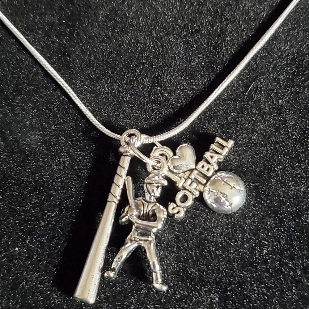 I ❤️ Softball ⚾️  .925 Sterling Silver 22" Inch Handcrafted Necklace
